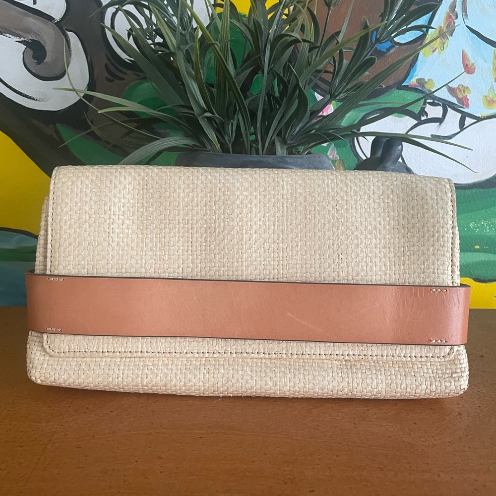 BANANA REPUBLIC,Elegant Tan and Cream Clutch 12x 6.5 inches , new.